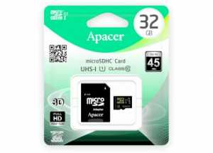 Карта пам’яті MicroSD 32GB Apacer UHS-I R85 class10 + SD адаптер (AP32GMCSH10U5-R)