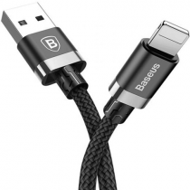 Кабель USB to Lightning Baseus Cafule, 2.4А 1м, (чорно-сірий) (CALKLF-BG1)
