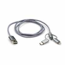 Кабель USB 3в1 (Lightning+MicroUSB+T Vinga  1.0m, чорний (Charge3in1)